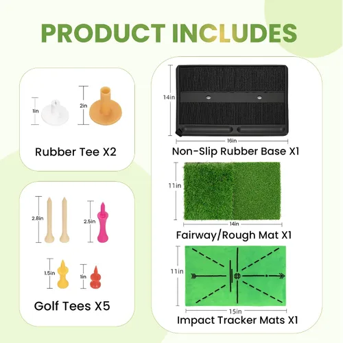 Miniatura 9 de NEWCARE Golf Hitting Mat with Curved Ball Tray, 3-in-1 Golf Practice Mat, Fairway Rough Putting Surfaces, Non-Slip Rubber Base, Portable Golf