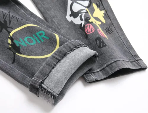 Miniatura 13 de Baylvn - Pantalones de mezclilla entallados y estampados para hombre con corte recto