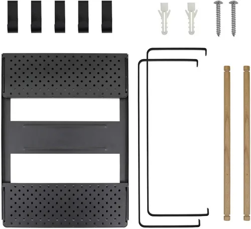 Miniatura 8 de Jolitac Estante magnético para especias para refrigerador, organizador de ahorro de espacio, estante negro en el refrigerador, soporte para toallas