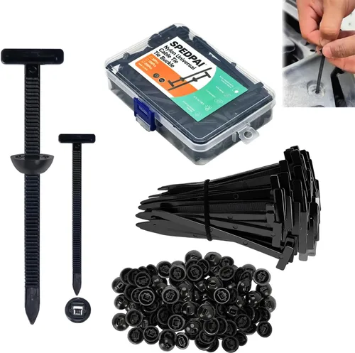 Miniatura 10 de Hebilla universal de nailon para atar cables, bridas negras resistentes con diseño de pasador y botón, bridas de plástico para cables