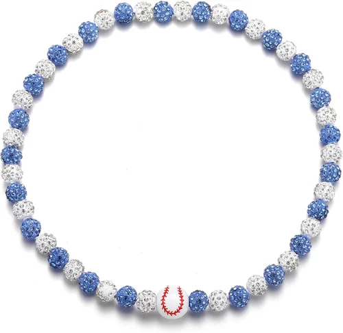 Miniatura 10 de SKQIR Collar de Cuentas de Béisbol para Hombres Bling Accesorios de Goteo de Béisbol con Diamantes de Imitación Brillantes para Hombres Colección