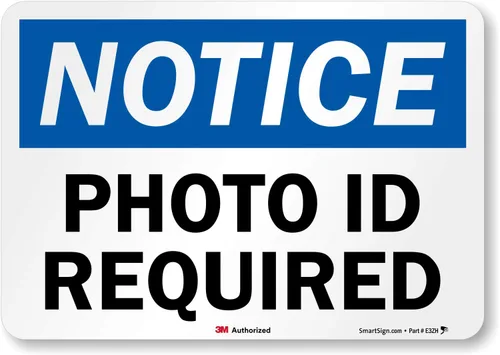 Miniatura 6 de SmartSign - S-5218-PL-10 "Aviso - Se requiere identificación con foto" 7" x 10" Plástico Negro/Azul sobre Blanco