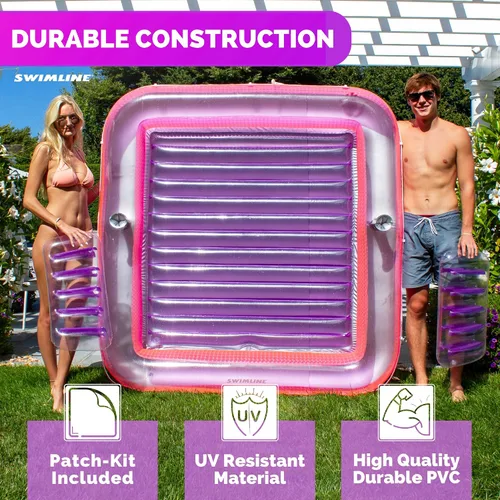 Miniatura 7 de SWIMLINE Original Suntan Tub Series Classic Inflatable Tanning Float Floating Lounge Personal Tan Pool Hybrid Lounger Adjustable Pillow Fill
