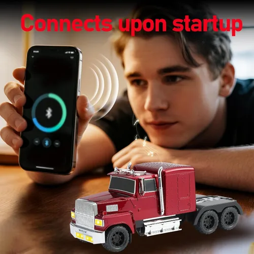 Miniatura 2 de WSTER Altavoz Bluetooth American Truck, modelo de coche retro, inalámbrico portátil con sonido estéreo HD, emparejamiento TWS, reproducción Rojo