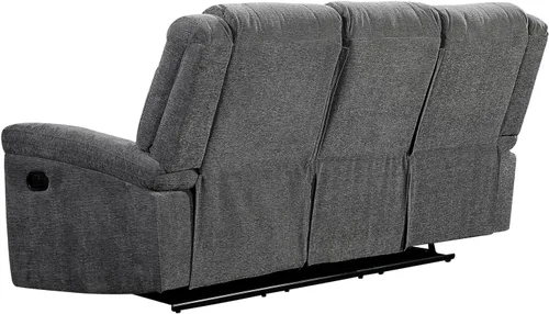 Miniatura 2 de Betsy Furniture Juego de sofá reclinable de microfibra, juego de sala de estar, sofá biplaza 9011 (gris, sofá)