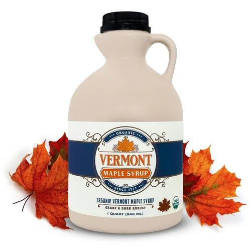 Miniatura 11 de Jarabe de arce Vermont - 64 oz Grado A, jarabe de arce orgánico oscuro y robusto - 100% puro y auténtico jarabe de arce para panqueques, gofres