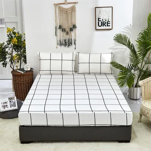 Miniatura 8 de KAREVER Juego de sábanas de mármol negro, juego de ropa de cama de 4 piezas con diseño geométrico de mármol, 1 sábana bajera, 1 sábana encimera
