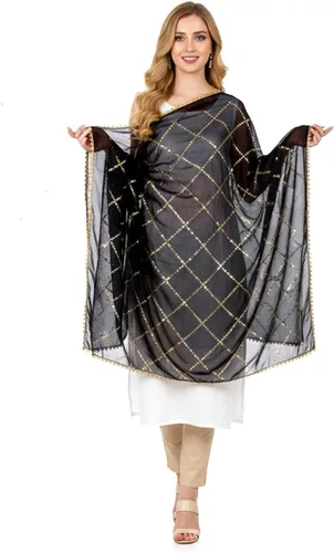 Miniatura 6 de Chandrakala Dupatta de gasa para mujer, chal bufanda envolvente Chunni (D238-P)