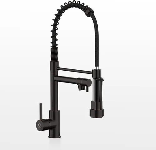 Miniatura 13 de Grifo de cocina con dispensador de jabón, grifos de fregadero de cocina de resorte de una sola manija con rociador desplegable y placa de cubierta