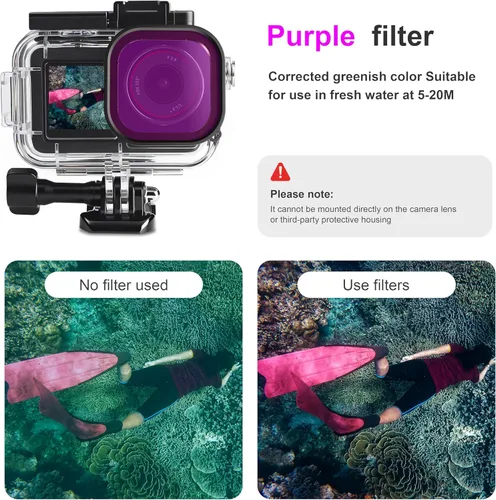 Miniatura 6 de FitStill 196FT/60M Estuche Impermeable y 3 Filtros y Juego de Palanca Flotante Compatible con DJI Osmo Action 5 Pro Action 4 Action 3, Cubierta