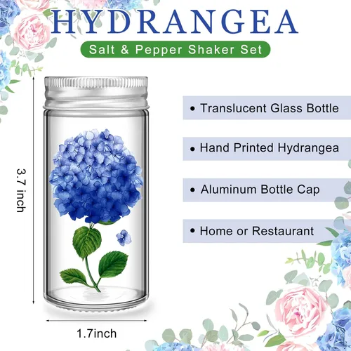 Miniatura 3 de Uiifan Juego de 6 saleros pintados a mano y pimienta, hortensias azules, salero, pimentero, pintados a mano, regalos de Navidad transparentes