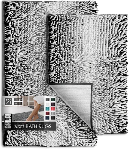 Miniatura 46 de Hearth & Harbor Alfombras de baño, tapete de baño de chenilla - Alfombras de baño lavables a máquina para baño con respaldo antideslizante de goma