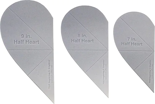 Miniatura 3 de Juego de plantillas de costura y acolchado de medio corazón de 3 piezas, acrílico transparente de 1/4 pulgadas