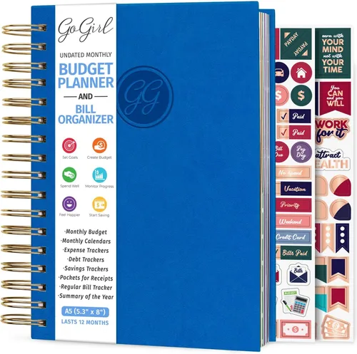 Miniatura 14 de GoGirl Planificador de presupuesto y organizador mensual de facturas, libro financiero mensual con bolsillos. Cuaderno de seguimiento de gastos