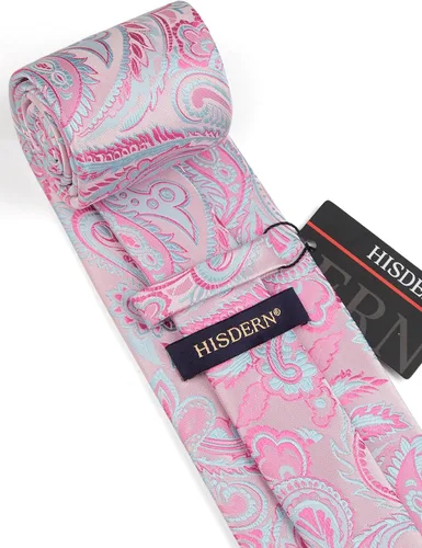 Miniatura 248 de HISDERN Corbatas para hombre, corbata de cachemira y bolsillo cuadrado tejido clásico floral para hombre, corbata de fiesta de boda