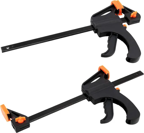 Miniatura 5 de PINGEUI 4 paquetes de abrazaderas de agarre rápido de 8 pulgadas, abrazaderas de madera ajustables, abrazaderas de barra ligeras para carpintería