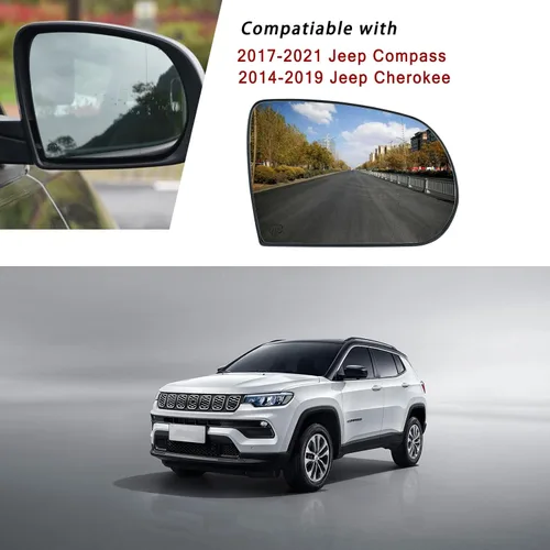 Miniatura 2 de Espejo lateral del pasajero de repuesto para Jeep Cherokee 2014-2019 Jeep Compass 2017-2021, retrovisor lateral exterior derecho de cristal