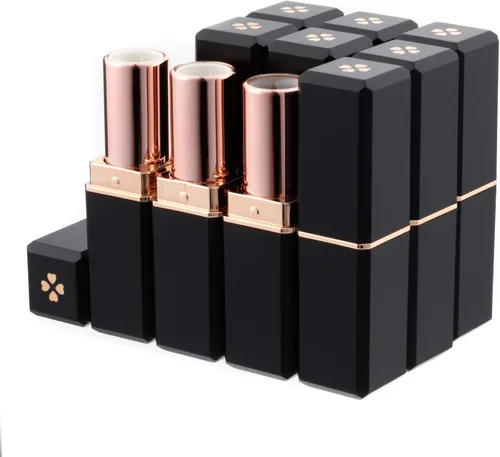 Allwon 10 tubos de lápiz labial vacíos negros DIY contenedor de bálsamo labial (tubo cuadrado), Negro -, Tubo cuadrado