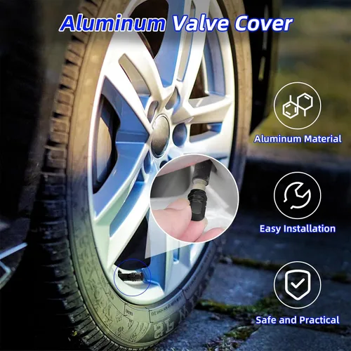Miniatura 4 de Kewucn 8 tapones para válvulas de neumáticos de automóvil, cubiertas de aleación de aluminio con anillo de goma, resistentes a la corrosión