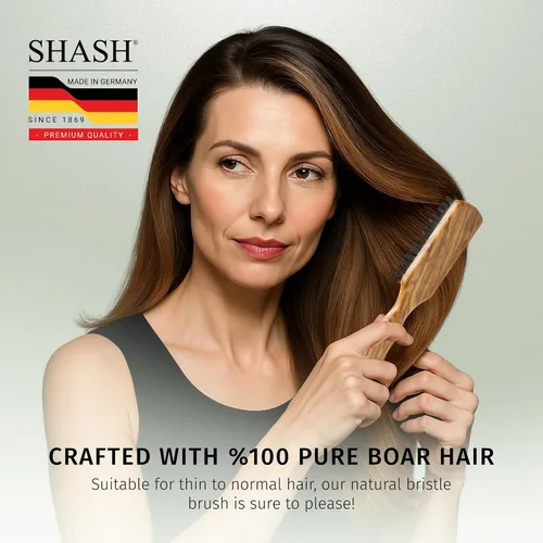 Miniatura 4 de SHASH Cepillo de pelo 100% de cerdas de jabalí de primer corte, adecuado para cabello fino a normal, acondiciona naturalmente el cabello, mejora