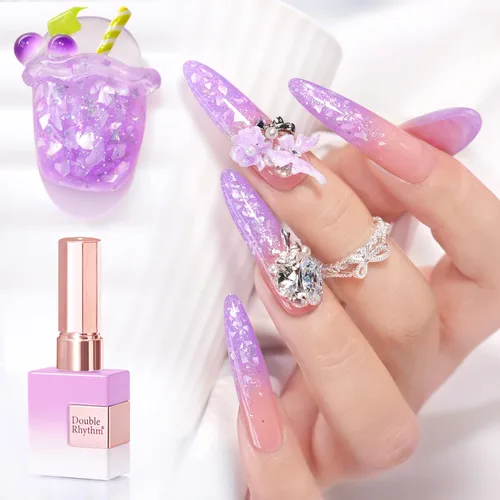 Miniatura 11 de Double Rhythm Esmalte de gel con purpurina de nieve de 0.5 fl oz, color holográfico reflectante para arte de uñas, salón de manicura y bricolaje