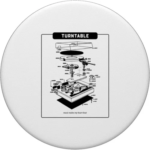 Miniatura 3 de Turntable - Music Makes My Heart Beat (Retro Graphic) PopSockets Adhesive PopGrip