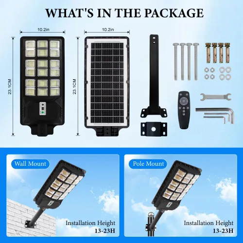 Miniatura 6 de Farolas solares impermeables para exteriores, 6000 W, del atardecer al amanecer, luz solar de estacionamiento con poste de lámpara, sensor