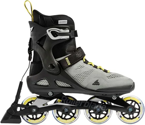 Miniatura 2 de Rollerblade Macroblade 80 ABT - Patines en línea para hombre, color plateado y amarillo neón, patines en línea de rendimiento