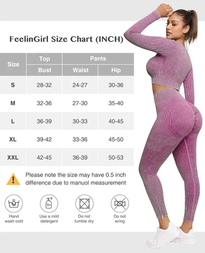 Miniatura 6 de Conjuntos de entrenamiento para mujer, 2 piezas, manga larga, trajes de yoga, gimnasio, sin costuras, acanalados, cintura alta, leggings