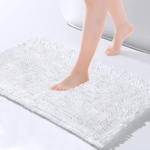 Miniatura 10 de FRESHMINT - Alfombras de baño de chenilla, 32"x20", alfombra antideslizante para el piso del baño y la bañera, alfombra de ducha suave y lavable