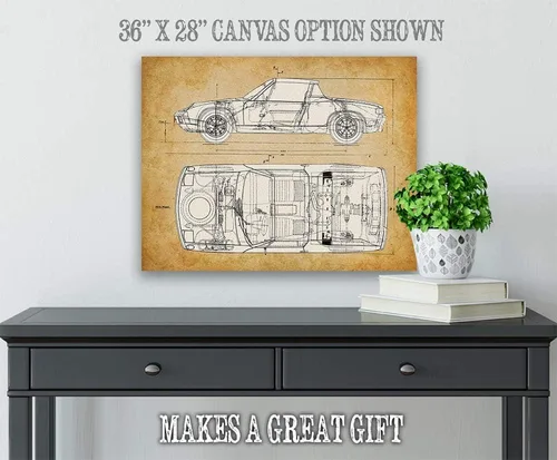 Miniatura 4 de Porsche 914 - Póster antiguo para automóvil y cueva de hombre, dibujo de patente de coche deportivo, decoración de pared de garaje, gran regalo