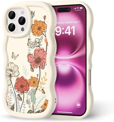 Miniatura 204 de Compatible con iPhone SE/8/7 Funda para Mujeres y Niñas, Marco Ondulado Rizado con Patrón Lindo, Estética Delgada Suave Silicona TPU Parachoques