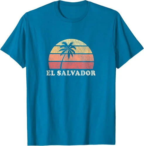 Miniatura 10 de El Salvador Vintage 70s Retro Throwback Design Camiseta, Azul