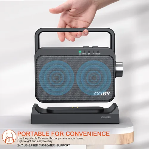 Miniatura 5 de Coby Altavoz de TV inalámbrico para personas mayores y personas con problemas auditivos - Amplificador de audio de TV portátil con Bluetooth, rango
