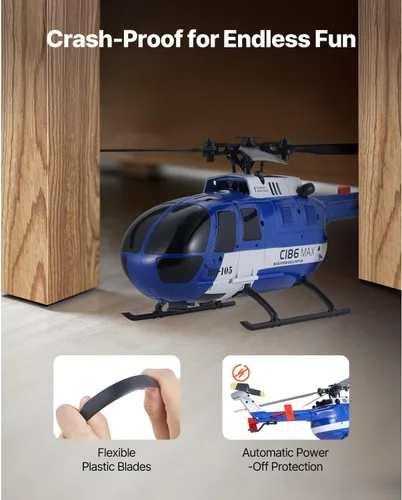 Miniatura 5 de VEVOR Helicóptero RC, helicóptero de control remoto de 4 hélices de 2.4 GHz con giroscopio de 6 ejes, avión RC de 4 canales para principiantes, luz