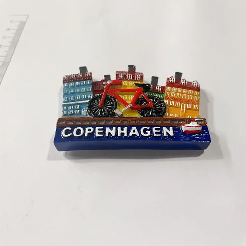 Miniatura 2 de Copenhague Dinamarca - Imán de nevera 3D, regalo de recuerdo de resina, hecho a mano, imán de nevera de Copenhague, colección de decoración