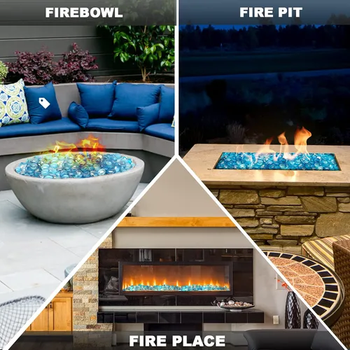Miniatura 5 de Skyflame Cuentas de vidrio de fuego de 10 libras para chimenea de fuego, tamaño de 1/2 pulgada, gotas de fibra de vidrio mezcladas decorativas