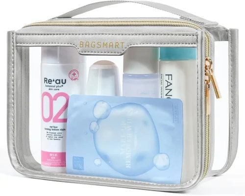 Miniatura 9 de BAGSMART Bolsa de aseo aprobada por la TSA, bolsa de aseo de viaje transparente, bolsa de cosméticos de maquillaje para mujeres, bolsa organizadora