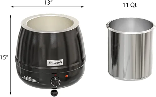 Miniatura 8 de KoolMore Calentador de sopa comercial con tapa con bisagras e inserto de olla extraíble para bufé, restaurante, fiesta, evento y catering, grande