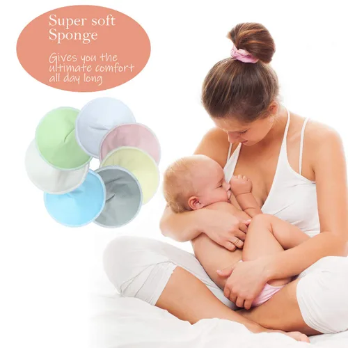 Miniatura 3 de Paquete de 16 almohadillas orgánicas de lactancia con bolsa de lavandería, almohadillas reutilizables para pezones, a prueba de fugas, fundas