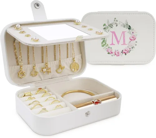 Joyero de viaje para niñas, joyero, portátil, organizador de joyas, regalo para mujeres, mamá, hija, amigas, damas de honor, adolescentes, niñas,
