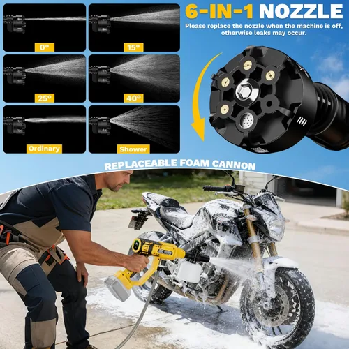 Miniatura 5 de Lavadora portátil inalámbrica compatible con batería Dewalt de 20 V, herramienta de limpieza portátil de mano de 700 PSI con motor sin escobillas