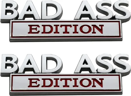 Miniatura 9 de Paquete de 2 Emblemas Edición Bad Ass, Insignia Badass de Metal 3D, Calcomanía Adhesiva de Reemplazo para Capó Delantero para Automóviles, Camiones