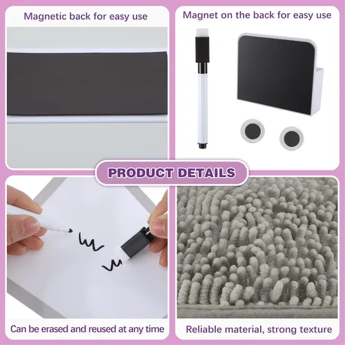 Miniatura 3 de Chunful Kit de accesorios para casillero, papel tapiz magnético, alfombra cuadrada, espejo magnético, pizarra blanca con marcador de borrado