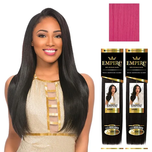 Miniatura 26 de Sensationnel Cabello humano Empire Yaki – Tejido sin enredos para un tejido rápido y coser en estilos para reflejos falsos y parte media falsa dejar