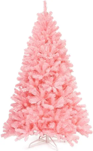 Miniatura 27 de Goplus Árbol de Navidad negro sin luz de 7.5 pies, árbol de Halloween artificial con 1258 puntas de rama, soporte de metal, árbol completo