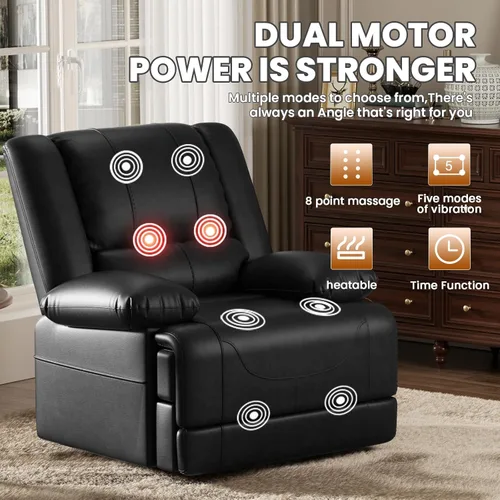 Miniatura 3 de Couchus Silla reclinable grande eléctrica de doble motor con masaje y calor para personas mayores, posición infinita, puertos USB y control remoto