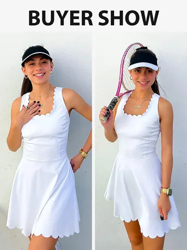 Miniatura 8 de ATTRACO Vestido de tenis para mujer con pantalones cortos, faldas de golf con bolsillos
