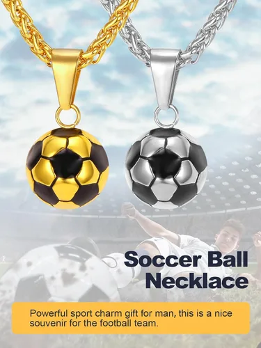 Miniatura 7 de U7 Cadena de fútbol americanobéisbol para hombre, acero inoxidable, chapado en oro de 18 quilates, collar de zapatos deportivos para correr