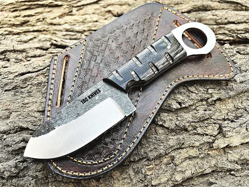 TAC KNIVES Cuchillo de caza de hoja fija de espiga completa de 7 pulgadas en funda de regalo para él | Cuchillo de supervivencia de acero de alto